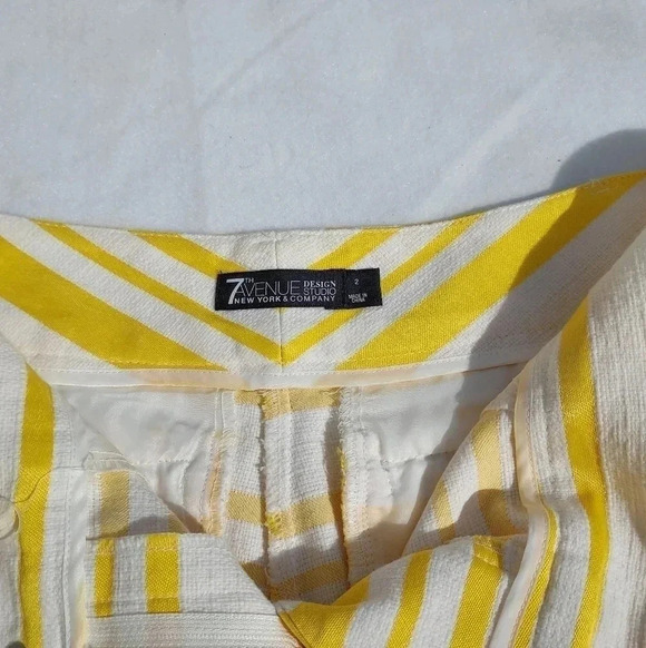 7th Ave. Design Studio New York & Co. White with Yellow Stripes Shorts Size 2 - Picture 7 of 11